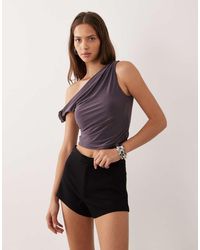 ASOS - Slinky Knot Shoulder Top With Asymmetric Hem - Lyst