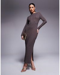 River Island - – langärmliges, geripptes kleid - Lyst