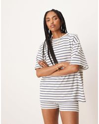 ASOS - – oversize-t-shirt aus strick mit streifen, kombiteil - Lyst