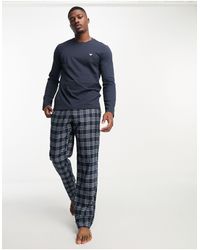 Emporio Armani - – bodywear – pyjama aus langärmligem oberteil und karierter hose - Lyst