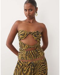 ASOS - Co-ord Printed Mesh Cut Out Twist Bandeau Top - Lyst