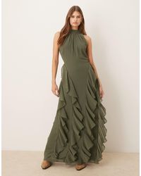 LACE & BEADS - Backless Ruffle Maxi Dress - Lyst
