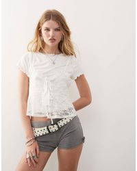Reclaimed (vintage) - Baby Tee With Lace Layered Cami - Lyst