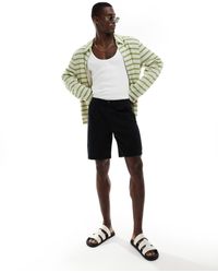 ASOS - Pleated Regular Length Linen Shorts With Fixed Waist - Lyst