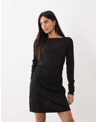 Vero Moda - Long Sleeve Glitter Detail Mini Dress - Lyst