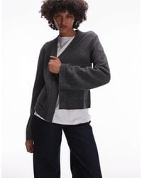ARKET - Gilet en laine texturée avec col en v et poches sur le devant - foncé - Lyst