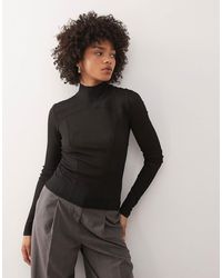 Weekday - Mesh High Neck Long Sleeve Top With Contour Seam Detail - Lyst