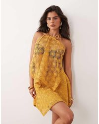 Noughts & Kisses - Crochet Halterneck Scarf Top - Lyst