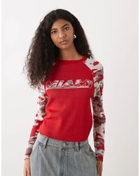 Collusion - – miami – gestrickter raglan-pullover mit kontrastierenden ärmeln mit military-muster - Lyst
