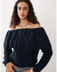 Wednesday's Girl - Wednesdays Girl Off Shoulder Ruffle Jumper - Lyst