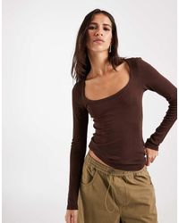ASOS - Lyocell Blend Scoop Neck Long Sleeve Top - Lyst