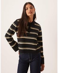 Aware - – gestreifter rugby-strickpullover im polo-stil aus flauschigem garn - Lyst