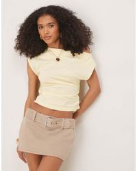 ASOS - Off Shoulder Ruched Side Long Sleeve Top - Lyst