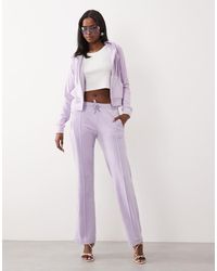Juicy Couture - Velour Low Rise Diamante Logo Detail Wide Leg Trackies - Lyst