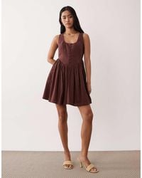 Nobody's Child - Cora Square Neck Button Detail Mini Dress - Lyst