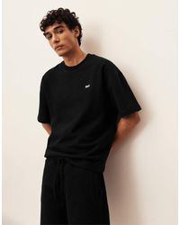 Pull&Bear - T-Shirt Pesante Nera A Maniche Corte Con Logo - Lyst