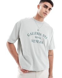 ASOS - T-shirt coupe carrée oversize avec motif ville - gris - Lyst