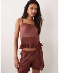 Miss Selfridge - Embroidered Sheer Knit Cami Top - Lyst