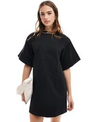 ASOS - Vestito t-shirt corto oversize squadrata nera - Lyst