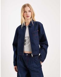 Collusion - Circular Design Collection Boxy Crop Denim Jacket Co Ord - Lyst