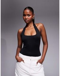 GOOD AMERICAN - Sculpting Halter Square Neck Bodysuit - Lyst