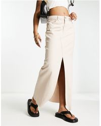 ASOS - Lightweight Denim Maxi Skirt With Split Front - Lyst