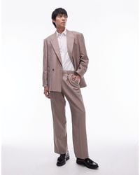 TOPMAN - Pantaloni da abito a fondo ampio color pietra - Lyst