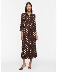Vila - Aya Shirt Collar 3/4 Sleeve Maxi Shirt Dress - Lyst