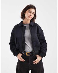 Levi's - Chaqueta Bomber Negra Con Mangas Fruncidas De Nailon De - Lyst
