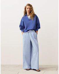 Oysho - Wide-leg Cotton Blend Striped Trousers - Lyst