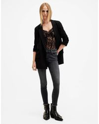 AllSaints - Vaqueros Negro Lavado Con Diseño Push Up Miller De - Lyst