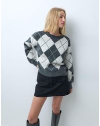 Vero Moda - Oversized Argyle Knitted Jumper - Lyst