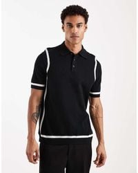 ASOS - Knit Polo With Panel Detail - Lyst