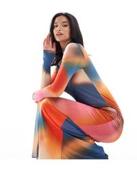 Vero Moda - Long Sleeved Mesh Maxi Dress - Lyst