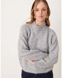 Jdy - Pull à col montant en maille texturée - clair chiné - Lyst