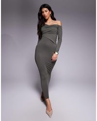 ASOS - Double Layer Fallen Shoulder Midi Dress - Lyst