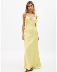 NA-KD - Satin Ruffle Shoulder Maxi Dress - Lyst