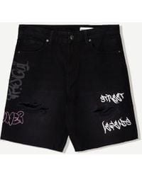 Bershka - Denim Bermuda Short Met Print - Lyst