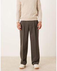 ASOS - Tailored Pleated Wide Leg Trousers And Elasticated Waist - Lyst