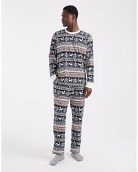 Jack & Jones - Christmas Fairisle Pyjama Set - Lyst