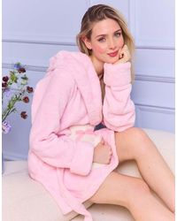 Boux Avenue - Heart Fluffy Short Dressing Gown Soft Bathrobe With Hood - Lyst