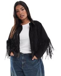 ONLY - Cropped Jacket With Fringe Detail - Lyst