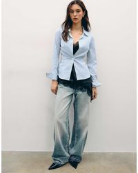 Stradivarius - Basic Gestreept Aansluitend Overhemd - Lyst