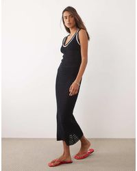 ASOS - Knitted Maxi Dress With Contrast Tipping - Lyst