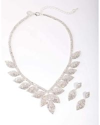 Lovisa - Set Van Oorbellen En Ketting Met Enkele Blaadjes Met Siersteentjes - Lyst