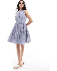 French Connection - – hochgeschlossenes, gestuftes minikleid aus popeline - Lyst