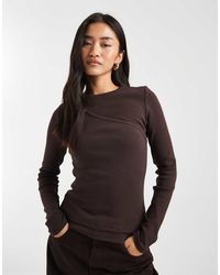 ASOS - Ribbed One Shoulder Double Layer Long Sleeve Top - Lyst