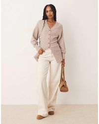 ASOS - V Neck Longline Cardigan With Waist Detail - Lyst