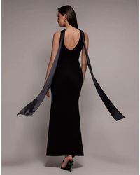 Goddiva - Satin Multi Tie Halterneck Maxi Dress - Lyst