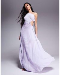 Aria Cove - Pleated One Shoulder Cut Out Maxi Dress - Lyst